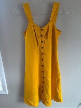 Ann Taylor Factory 55% linen button detail sleeveless dress